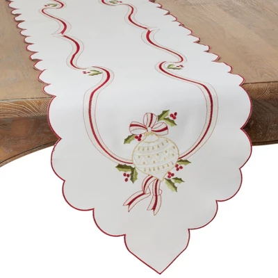 Saro Lifestyle Embroidered Table Runner With Christmas Design 4 Saro Lifestyle Embroidered Table Runner With Christmas Design - Image 4