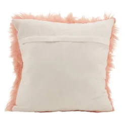 Poly Filled Long Hair Faux Fur Throw Pillow Rose - Saro Lifestyle