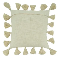 Saro Lifestyle Poly Filled Throw Pillow With Chunky Tassel Design, 20", Beige