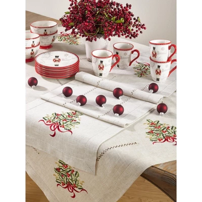Saro Lifestyle Holiday Table Runner With Christmas Tree Embroidery 1 Saro Lifestyle Holiday Table Runner With Christmas Tree Embroidery