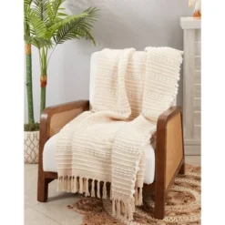 50"x60" Cozy Cabin Textured Striped Fringe Throw Blanket Natural - Saro Lifestyle: Woven Cotton & Polyester, Machine Washable 5 50"x60" Cozy Cabin Textured Striped Fringe Throw Blanket Natural - Saro Lifestyle: Woven Cotton & Polyester, Machine Washable -Winter Glow Store GUEST 03cfd920 60f8 4763 ab65 c6af18997133