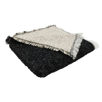 50"x60" Versatile Chic Reversible Fringe Throw Blanket Black - Saro Lifestyle 1 50"x60" Versatile Chic Reversible Fringe Throw Blanket Black - Saro Lifestyle