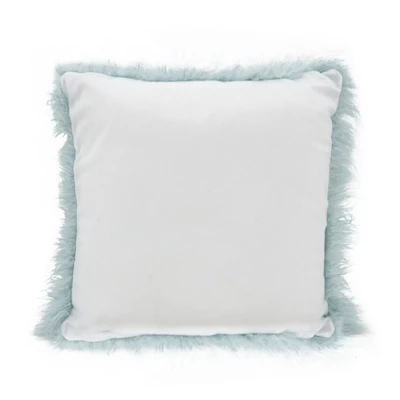 Saro Lifestyle Mongolian Faux Fur Throw Pillow, Ice Blue, 22" X 22" 1 Saro Lifestyle Mongolian Faux Fur Throw Pillow, Ice Blue, 22" X 22"