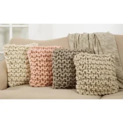 18"x18" Chunky Knit Square Throw Pillow Cream - Saro Lifestyle 3 18"x18" Chunky Knit Square Throw Pillow Cream - Saro Lifestyle -Winter Glow Store GUEST 0698d9dc 0925 4908 9f1d 7e26ef476cd4