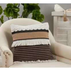 Saro Lifestyle Fringe Woven Decorative Pillow Cover, Black/White, 20" 3 Saro Lifestyle Fringe Woven Decorative Pillow Cover, Black/White, 20" -Winter Glow Store GUEST 06bb5982 92ab 4e53 9be8 627c5a8365fd