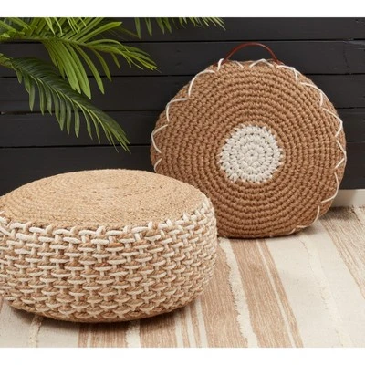Saro Lifestyle Woven Design Pouf 3 Saro Lifestyle Woven Design Pouf - Image 3