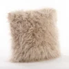 Saro Lifestyle Mongolian Faux Fur Throw Pillow, Oatmeal, 22" X 22"