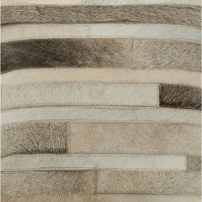 Saro Lifestyle Hair On Leather Decorative Pillow Cover, Grey, 18" 2 Saro Lifestyle Hair On Leather Decorative Pillow Cover, Grey, 18" - Image 2