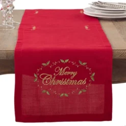Saro Lifestyle Merry Christmas Embroidered Design Table Runner 5 Saro Lifestyle Merry Christmas Embroidered Design Table Runner -Winter Glow Store GUEST 080511a3 6366 4f10 b865 11d7deb8c537