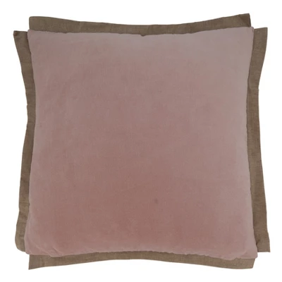 Saro Lifestyle Velvet Flange Throw Pillow With Poly Filling, Blush, 20" X 20" 1 Saro Lifestyle Velvet Flange Throw Pillow With Poly Filling, Blush, 20" X 20"