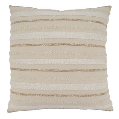 Saro Lifestyle Poly-Filled Woven Stripe Design Throw Pillow, Natural 3 Saro Lifestyle Poly-Filled Woven Stripe Design Throw Pillow, Natural - Image 3