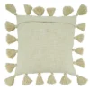 Saro Lifestyle Down Filled Throw Pillow With Chunky Tassel Design, 20", Beige