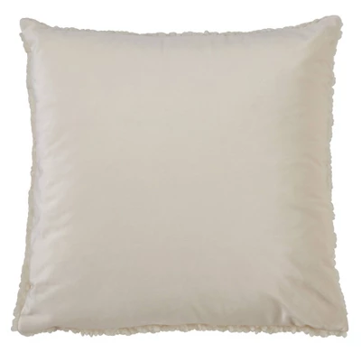 18"x18" Faux Fur Poly Filled Throw Pillow Ivory - Saro Lifestyle 1 18"x18" Faux Fur Poly Filled Throw Pillow Ivory - Saro Lifestyle