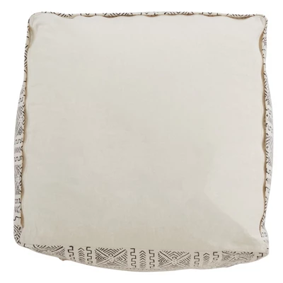 Saro Lifestyle Saro Lifestyle Abstract Design Mudcloth Floor Pouf, White, 20"x20"x14" 1 Saro Lifestyle Saro Lifestyle Abstract Design Mudcloth Floor Pouf, White, 20"x20"x14"