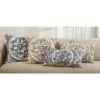14"x23" Montpellier Floral Distressed Down Filled Throw Pillow Navy - Saro Lifestyle