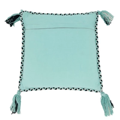 Saro Lifestyle Braided Border Tassel Throw Pillow With Poly Filling, Mint, 18" X 18" 1 Saro Lifestyle Braided Border Tassel Throw Pillow With Poly Filling, Mint, 18" X 18"