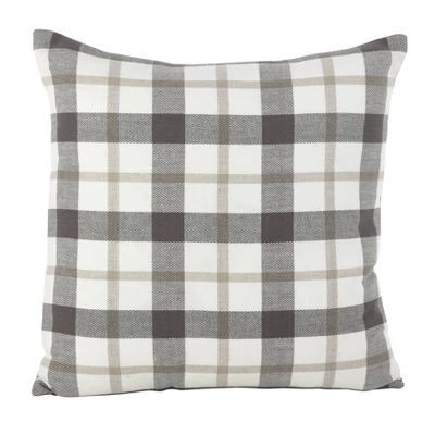 Plaid Down Filled Throw Pillow Gray - Saro Lifestyle 4 Plaid Down Filled Throw Pillow Gray - Saro Lifestyle - Image 4
