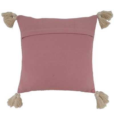 18"x18" Poly-Filled With Tufted Tassel Design Square Throw Pillow Pink - Saro Lifestyle 1 18"x18" Poly-Filled With Tufted Tassel Design Square Throw Pillow Pink - Saro Lifestyle