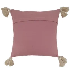 18"x18" Tufted Tassel Design Square Throw Pillow Cover Pink - Saro Lifestyle
