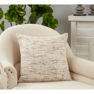 Saro Lifestyle Textured Pillow - Poly Filled, 20" Square, Oatmeal 2 Saro Lifestyle Textured Pillow - Poly Filled, 20" Square, Oatmeal - Image 2