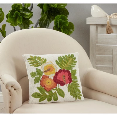 Saro Lifestyle Saro Lifestyle Beaded Pillow Cover With Flower Design, Multi, 16" 2 Saro Lifestyle Saro Lifestyle Beaded Pillow Cover With Flower Design, Multi, 16" - Image 2