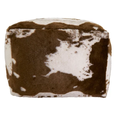 Saro Lifestyle Faux Fur Cow Hide Pouf, 20"x20"x14" Square, Brown 1 Saro Lifestyle Faux Fur Cow Hide Pouf, 20"x20"x14" Square, Brown