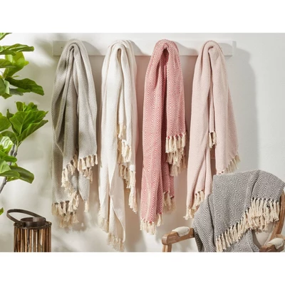 50"x60" Soft Cotton Diamond Weave Throw Blanket - Saro Lifestyle 3 50"x60" Soft Cotton Diamond Weave Throw Blanket - Saro Lifestyle - Image 3