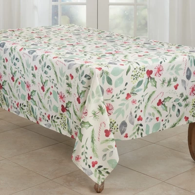 Saro Lifestyle Holiday Tablecloth With Christmas Foliage And Candy Canes 6 Saro Lifestyle Holiday Tablecloth With Christmas Foliage And Candy Canes - Image 6