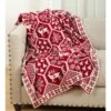 Saro Lifestyle Christmas Knit Throw Blanket, 60"x80", Red