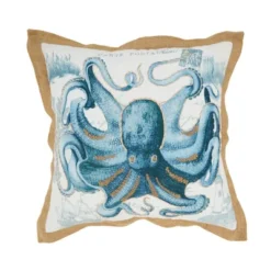 Saro Lifestyle Vibrant Outdoor Octopus Poly Filled Pillow, 18"x18", Blue -Winter Glow Store GUEST 10d5ef5e 30a1 4630 8b8b 3fa2a58766d3