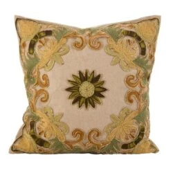 Saro Lifestyle Embroidered Floral Design Beaded Cotton Poly Filled Throw Pillow -Winter Glow Store GUEST 13abac09 6a05 4955 b521 ef3956b27555