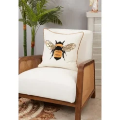 Saro Lifestyle Embroidered Bumble Bee Bliss Poly Filled Throw Pillow, 18", Beige 3 Saro Lifestyle Embroidered Bumble Bee Bliss Poly Filled Throw Pillow, 18", Beige -Winter Glow Store GUEST 13f63d76 bd47 42ae 85fb 61d40e391b5d 1