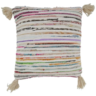 Saro Lifestyle Saro Lifestyle Multicolor Chindi Throw Pillow Cover 4 Saro Lifestyle Saro Lifestyle Multicolor Chindi Throw Pillow Cover - Image 4
