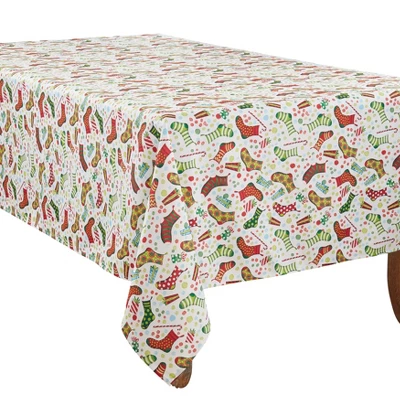 Saro Lifestyle Christmas Stockings Holiday Tablecloth 3 Saro Lifestyle Christmas Stockings Holiday Tablecloth - Image 3
