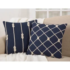 20"x20" Oversize Knotted Rope Square Throw Pillow Navy - Saro Lifestyle 5 20"x20" Oversize Knotted Rope Square Throw Pillow Navy - Saro Lifestyle -Winter Glow Store GUEST 18d30e2a 08b4 48f9 a64a 3a89a1e544ac