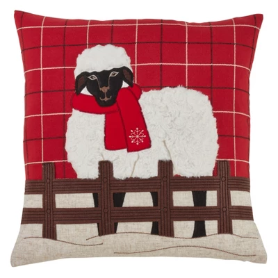 Saro Lifestyle Plaid Christmas Sheep Decorative Pillow Cover 3 Saro Lifestyle Plaid Christmas Sheep Decorative Pillow Cover - Image 3