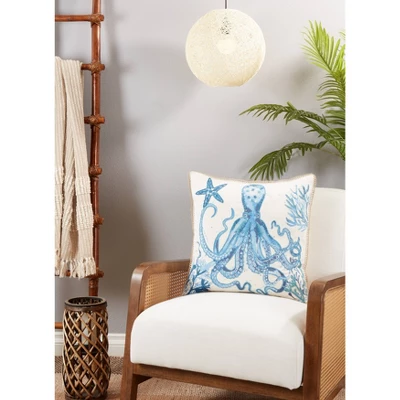 20"x20" Oversize Octopus Design Square Throw Pillow Cover Navy Blue - Saro Lifestyle 3 20"x20" Oversize Octopus Design Square Throw Pillow Cover Navy Blue - Saro Lifestyle - Image 3