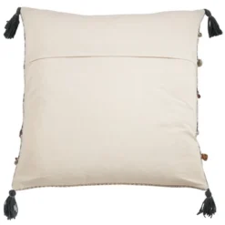 Saro Lifestyle Saro Lifestyle Embroidered Design Block Print Square Pillow Cover, Clay, 22"