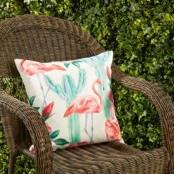 Saro Lifestyle Vibrant Flamingo And Cactus Outdoor Pillow With Poly Fill, 18"x18", Multicolored -Winter Glow Store GUEST 1b752727 fc7b 4950 9ef5 2312fd3ac0a8