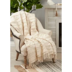 50"x60" Cotton With Fringe Design Throw Blanket Natural - Saro Lifestyle: Lightweight Knitted, Modern Decor, Machine Washable 5 50"x60" Cotton With Fringe Design Throw Blanket Natural - Saro Lifestyle: Lightweight Knitted, Modern Decor, Machine Washable -Winter Glow Store GUEST 1eedd5d3 f988 46d7 8c05 c362bb0a2c3b