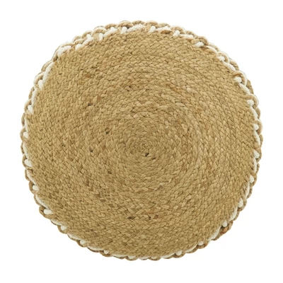 Saro Lifestyle Woven Design Pouf 2 Saro Lifestyle Woven Design Pouf - Image 2
