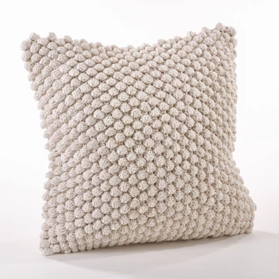20"x20" Oversize Down Filled Crochet Pom-Pom Square Throw Pillow - Saro Lifestyle 6 20"x20" Oversize Down Filled Crochet Pom-Pom Square Throw Pillow - Saro Lifestyle - Image 6