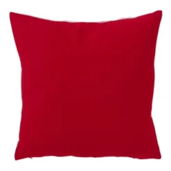Santa's Sleigh Design Cotton Blend Square Throw Pillow Red - Saro Lifestyle: Embroidered Festive Decor