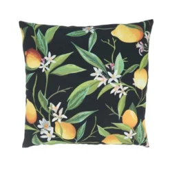 Saro Lifestyle Lemons Outdoor Pillow - Poly Filled, 18" Square, Black