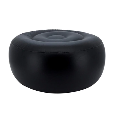 Saro Lifestyle Blue Tropic Outdoor Ottoman, 21"x9" Round, Navy Blue 4 Saro Lifestyle Blue Tropic Outdoor Ottoman, 21"x9" Round, Navy Blue - Image 4