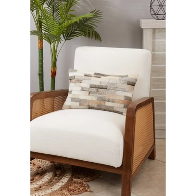 12"x20" Oversize Luxurious Hair On Leather Down Filled Lumbar Throw Pillow - Saro Lifestyle 2 12"x20" Oversize Luxurious Hair On Leather Down Filled Lumbar Throw Pillow - Saro Lifestyle - Image 2