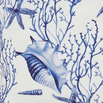 Saro Lifestyle Coastal Sea Shell And Coral Outdoor Pillow With Poly Fill, 18"x18", Blue 2 Saro Lifestyle Coastal Sea Shell And Coral Outdoor Pillow With Poly Fill, 18"x18", Blue - Image 2