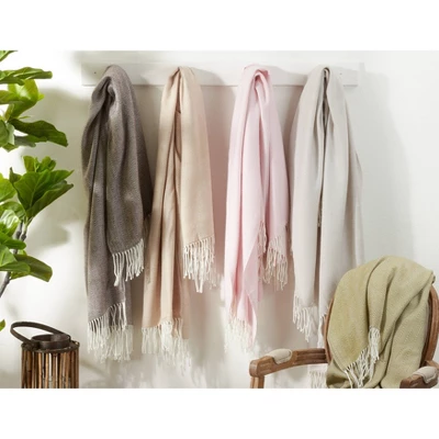 50"X60" Herringbone Tassel Fringe Throw Blanket - Saro Lifestyle 2 50"X60" Herringbone Tassel Fringe Throw Blanket - Saro Lifestyle - Image 2