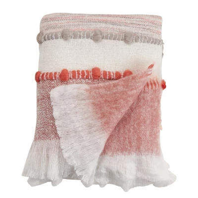 Saro Lifestyle Saro Lifestyle Woven Throw With Chunky Design, Multicolored, 50"x60" 1 Saro Lifestyle Saro Lifestyle Woven Throw With Chunky Design, Multicolored, 50"x60"