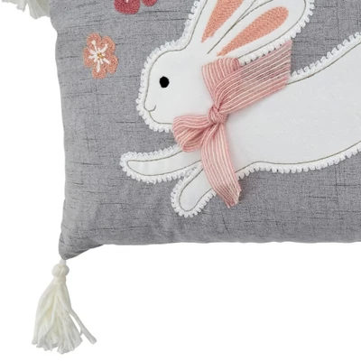 Saro Lifestyle Bunny Pillow - Poly Filled, 13"x20" Oblong, Grey 2 Saro Lifestyle Bunny Pillow - Poly Filled, 13"x20" Oblong, Grey - Image 2